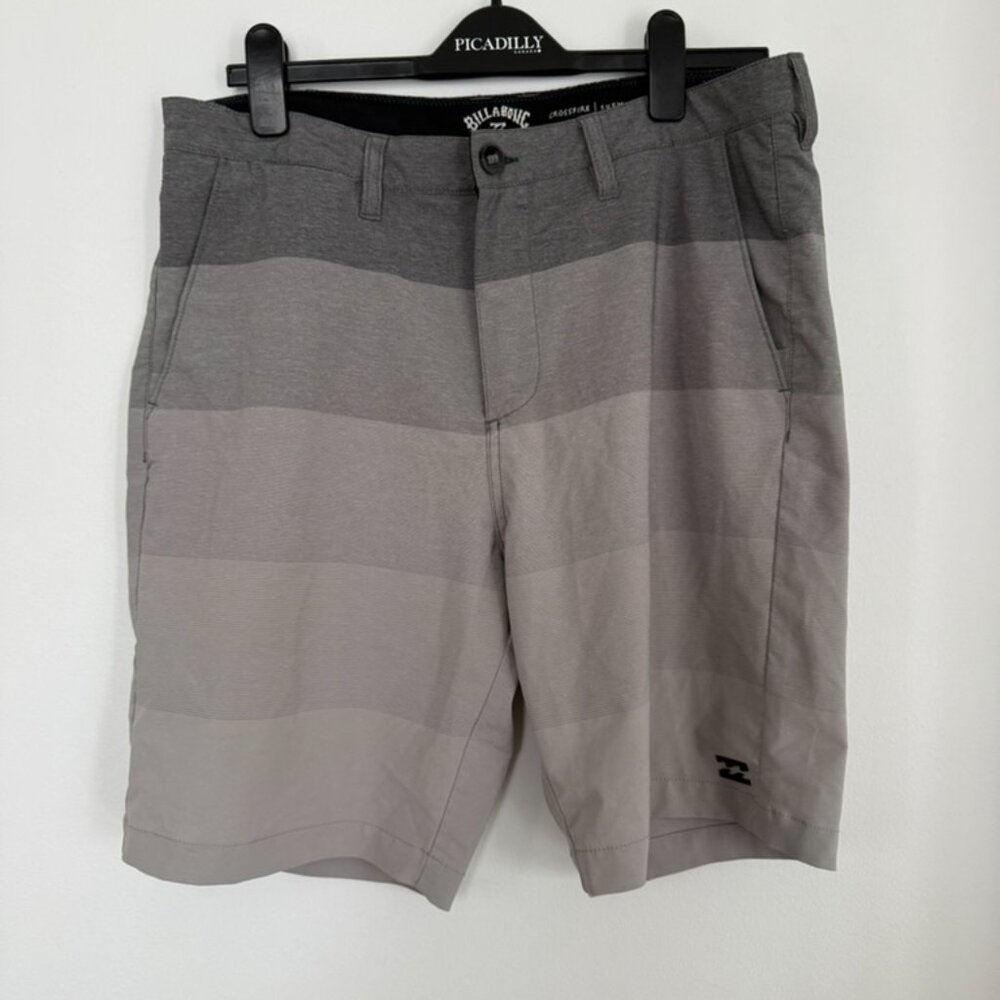 Billabong Crossfire Submersible Boardwalk Shorts Gray Striped 34 Quick Dry Stret